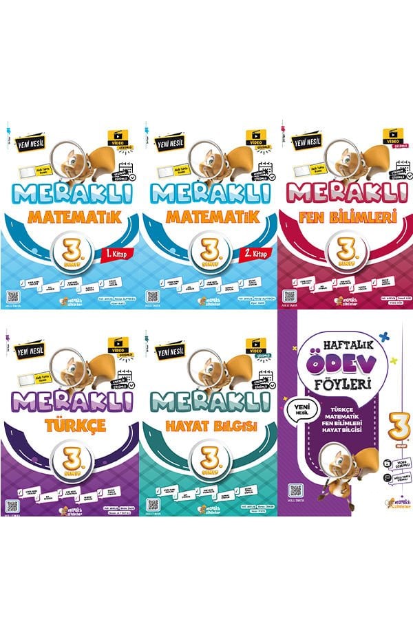 Meraklı Matematik 1. ve 2. Kitap, Türkçe, Fen Bilimleri, Sosyal Bilgiler, 6'lı Sarmal Deneme, Haftalık Ödev Föyleri