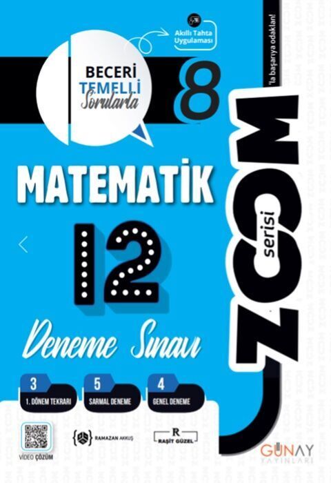8. Sınıf Matematik Zoom Serisi 12 li Branş Denemeler Günay Yayınları